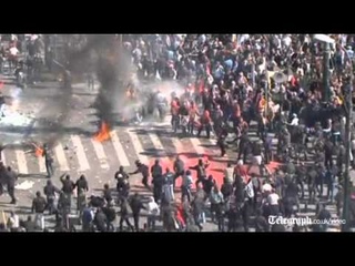 Greece riots: protesters in Athens start to clash amongst themselves