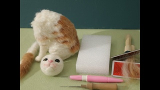 Needle felting cat, Handmade wool felting ,DIY pet cat